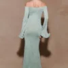 Vestido largo de punto con lurex Sandrine – Azul turquesa Vestido largo de punto con lurex Sandrine – Azul turquesa