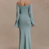 Vestido largo de punto con lurex Sandrine – Azul turquesa Vestido largo de punto con lurex Sandrine – Azul turquesa