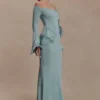 Vestido largo de punto con lurex Sandrine – Azul turquesa Vestido largo de punto con lurex Sandrine – Azul turquesa