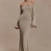 Vestido largo de punto con lurex Sandrine – Dorado Vestido largo de punto con lurex Sandrine – Dorado