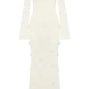 Vestido largo de punto con rosas y hombros descubiertos Kiki – Marfil