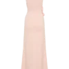 Vestido largo de punto con un solo hombro y estampado floral «Paloma» – Rosa bebé