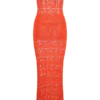 Vestido largo de punto de ganchillo con hombros descubiertos Solstice – Naranja sanguina