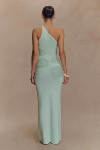 Vestido largo de punto de ganchillo Teneika – Azul claro
