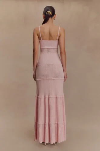 Vestido largo de punto Finley Pointelle – Rosa bebé