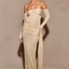 Vestido largo de punto metalizado Ingrid – Bronce Vestido largo de punto metalizado Ingrid – Bronce