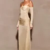 Vestido largo de punto metalizado Ingrid – Bronce Vestido largo de punto metalizado Ingrid – Bronce