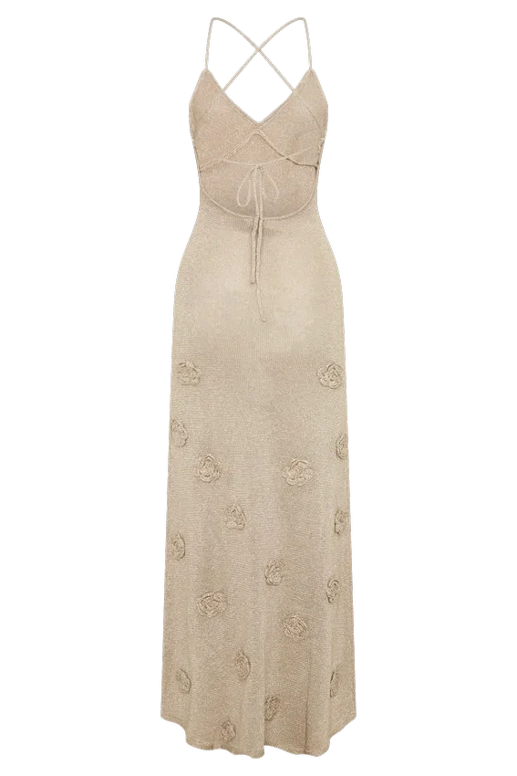 Vestido largo de punto metalizado Suki – Dorado Vestido largo de punto metalizado Suki – Dorado