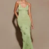 Vestido largo de punto metalizado Suki – Verde pastel