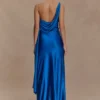 Vestido largo de satén y gasa Carah – Cobalto Vestido largo de satén y gasa Carah – Cobalto