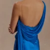 Vestido largo de satén y gasa Carah – Cobalto Vestido largo de satén y gasa Carah – Cobalto
