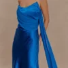 Vestido largo de satén y gasa Carah – Cobalto Vestido largo de satén y gasa Carah – Cobalto