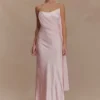 Vestido largo de satén y gasa Carah – Rosa pálido Vestido largo de satén y gasa Carah – Rosa pálido