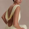 Vestido largo drapeado de crepé Galilea – Limón Vestido largo drapeado de crepé Galilea – Limón
