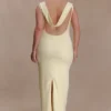 Vestido largo drapeado de crepé Galilea – Limón Vestido largo drapeado de crepé Galilea – Limón