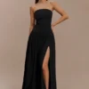 Vestido largo fruncido de algodón Maureen – Negro Vestido largo fruncido de algodón Maureen – Negro
