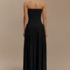 Vestido largo fruncido de algodón Maureen – Negro Vestido largo fruncido de algodón Maureen – Negro