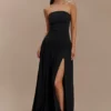 Vestido largo fruncido de algodón Maureen – Negro Vestido largo fruncido de algodón Maureen – Negro