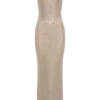 Vestido largo Jasmyn Hot Fix con espalda de malla – Color nude Vestido largo Jasmyn Hot Fix con espalda de malla – Color nude
