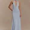 Vestido largo Juliet Slinky con pañuelo – Azul pálido Vestido largo Juliet Slinky con pañuelo – Azul pálido