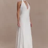 Vestido largo Juliet Slinky con pañuelo – Blanco Vestido largo Juliet Slinky con pañuelo – Blanco