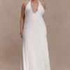 Vestido largo Juliet Slinky con pañuelo – Blanco Vestido largo Juliet Slinky con pañuelo – Blanco