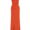 Vestido largo Kaida Slinky con detalles metálicos – Naranja quemado Vestido largo Kaida Slinky con detalles metálicos – Naranja quemado