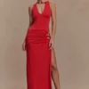 Vestido largo Kaiden con pedrería – Rojo desierto Vestido largo Kaiden con pedrería – Rojo desierto