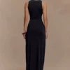 Vestido largo Kaiden con pedrería y tejido elástico – Negro Vestido largo Kaiden con pedrería y tejido elástico – Negro