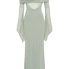 Vestido largo Kaitlin de un solo hombro, ceñido y con malla – Albahaca Vestido largo Kaitlin de un solo hombro, ceñido y con malla – Albahaca