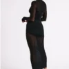Vestido largo Kate de malla y nailon – Negro
