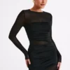 Vestido largo Kate de malla y nailon – Negro