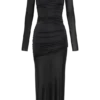 Vestido largo Kate de malla y nailon – Negro