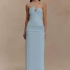 Vestido largo Lalia Teardrop – Azul claro