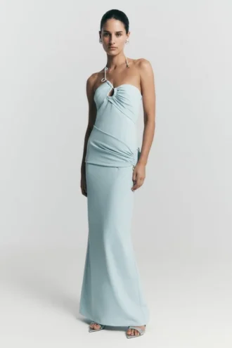 Vestido largo Lalia Teardrop – Azul claro
