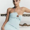 Vestido largo Lalia Teardrop – Azul claro
