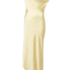 Vestido largo liso Yvette con bajo asimétrico – Mantequilla