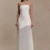 Vestido largo Mason de crepé y gasa – Marfil