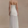 Vestido largo Mason de crepé y gasa – Marfil