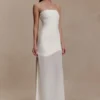 Vestido largo Mason de crepé y gasa – Marfil