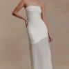 Vestido largo Mason de crepé y gasa – Marfil