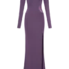 Vestido largo Megan de tejido elástico y malla – Morado