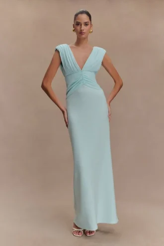 Vestido largo Monique – Azul hielo