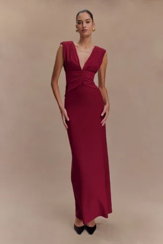 Vestido largo Monique – Ciruela