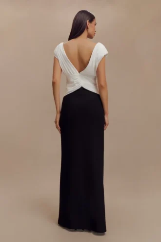 Vestido largo Monique Contrast – Negro