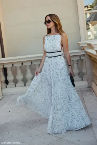 Vestido largo plisado Clarisse – Lunares