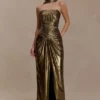 Vestido largo plisado Clemence – Dorado Vestido largo plisado Clemence – Dorado