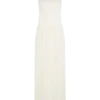 Vestido largo plisado con cuello halter Stacie – Marfil