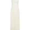 Vestido largo plisado con cuello halter Stacie – Marfil
