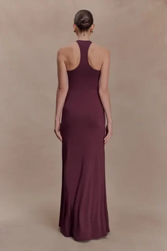 Vestido largo Ramona de modal con detalles metálicos – Caoba